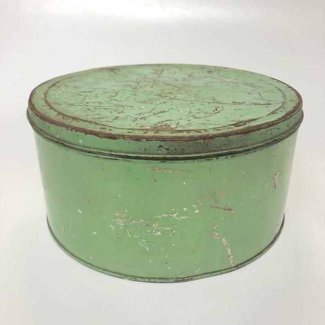 CAKE TIN, Vintage Green Metal